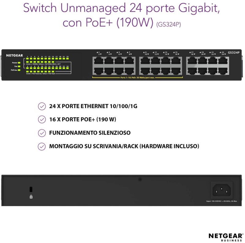 NETGEAR GS324P Switch Unmanaged