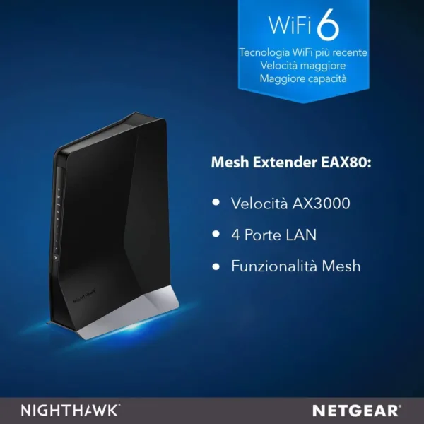 NETGEAR Ripetitore WiFi 6 AX6000 - Ripetitore WiFi 6 Mesh Tri-Band (EAX80)