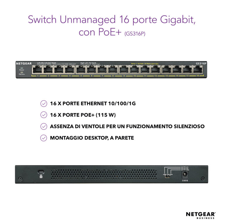 NETGEAR GS316P Switch Unmanaged