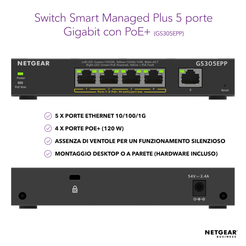 NETGEAR GS305EPP Switch Smart Managed Plus PoE+